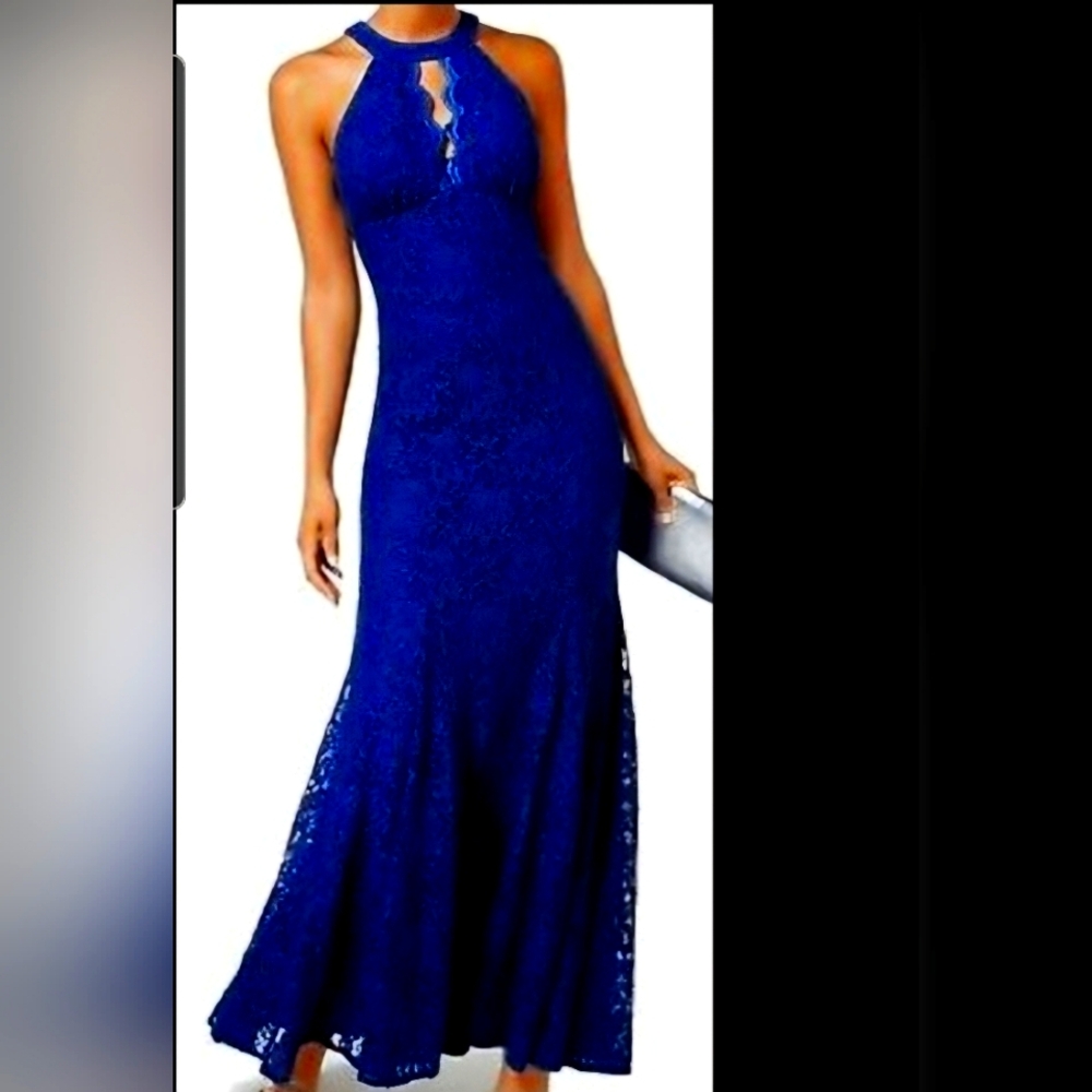 Night Way Collections Royal Blue Halter Gown